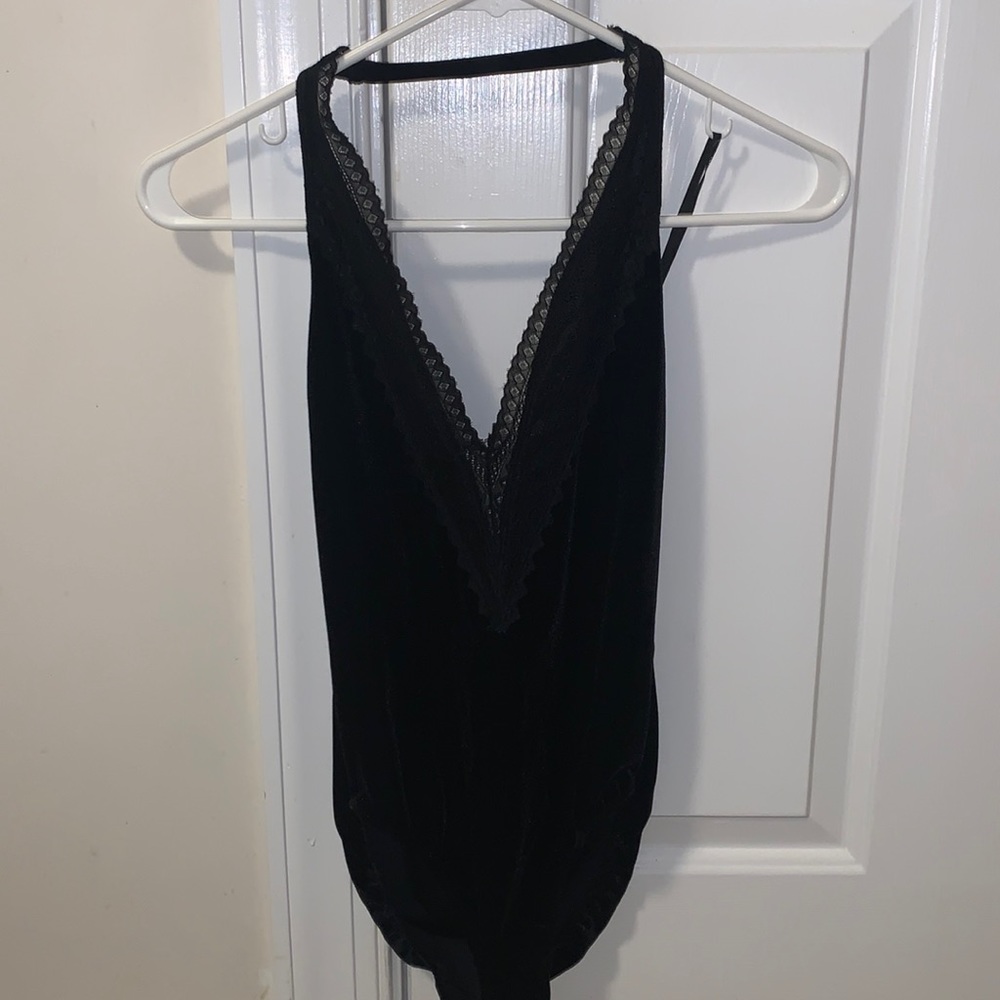 Forever 21 velvet lace halter bodysuit